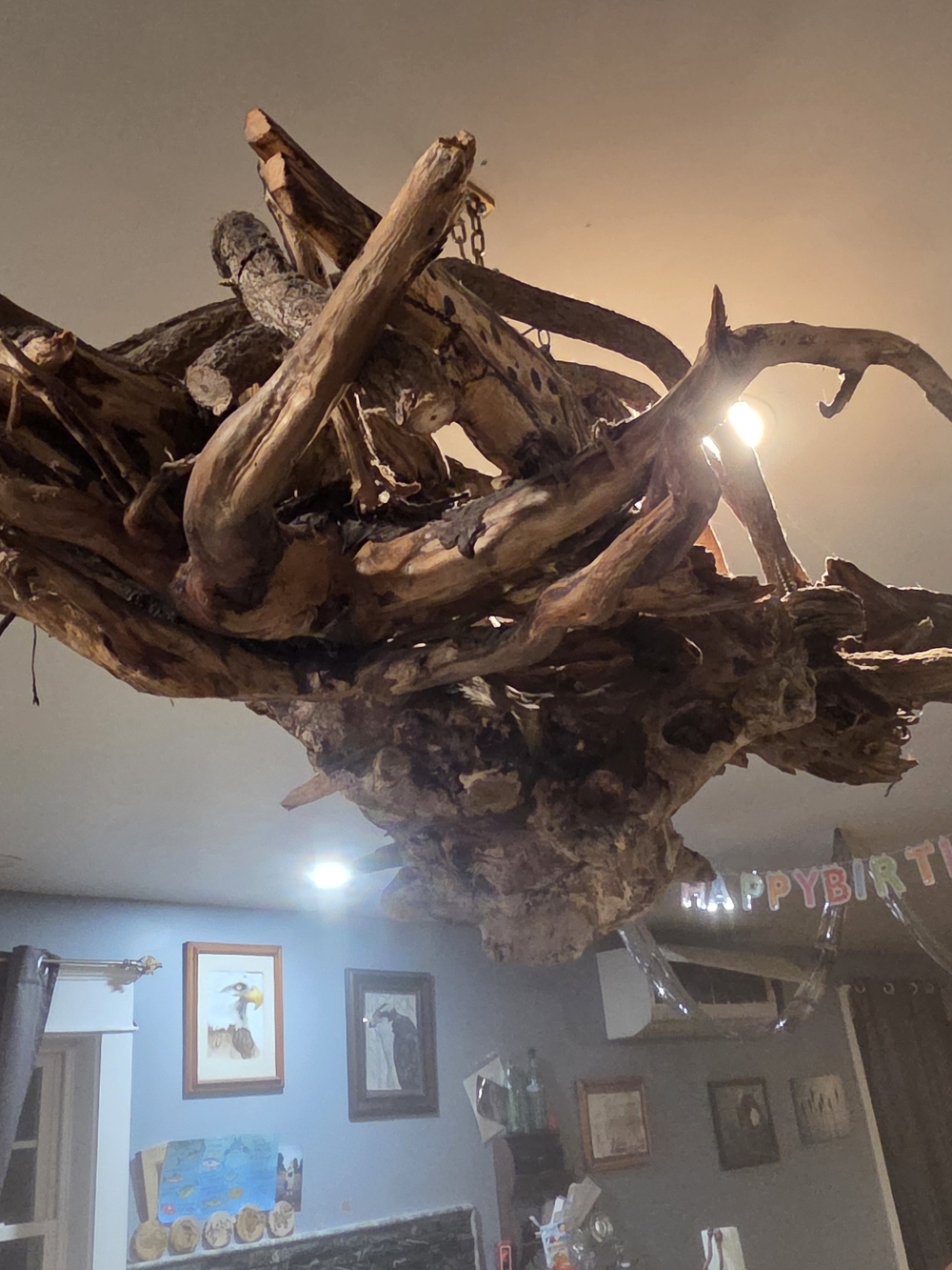 Rustic Driftwood Chandelier - Natural Brown MAINE MADE